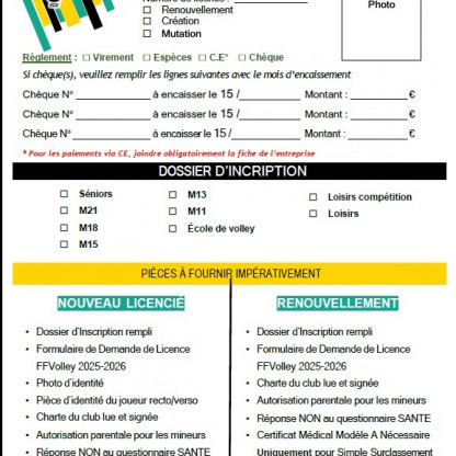 Photo pour DOSSIER INSCRIPTION